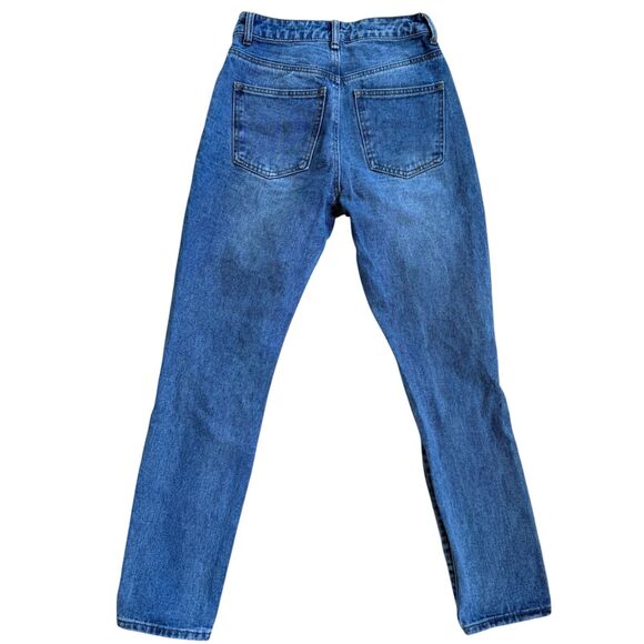 EUC Princess Polly Hayden‎ Knee Rip Straight Leg High Rise Mid Wash Denim Size 2 - Picture 3 of 4